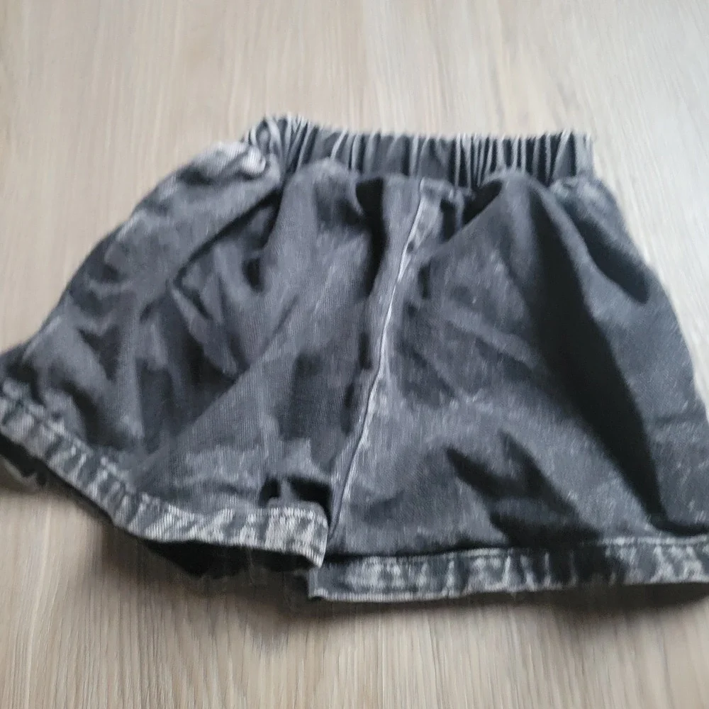 Boutique Denim Skort Girls Size 4Y Charcoal Gray Acid Wash Bow Casual Playwear